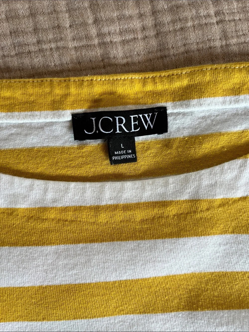 J. Crew Relaxed Boatneck Tee in Mustard Yellow and White Stripe